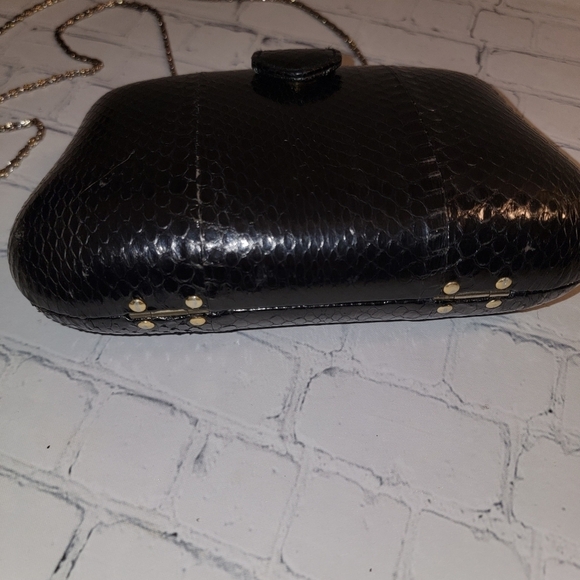 Clarita Black Snakeskin Crossbody Bag - Picture 3 of 7